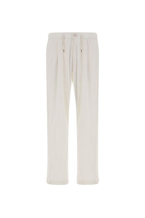 Pleated Drawstring Trousers — Beige