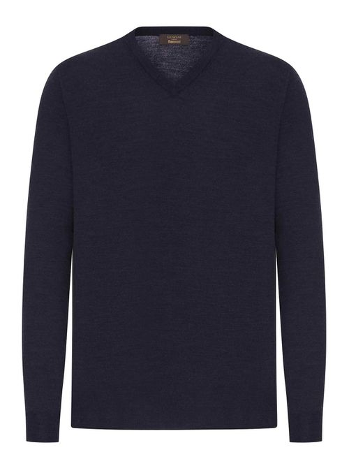 V-Neck Sweater In Fine Combed Wool