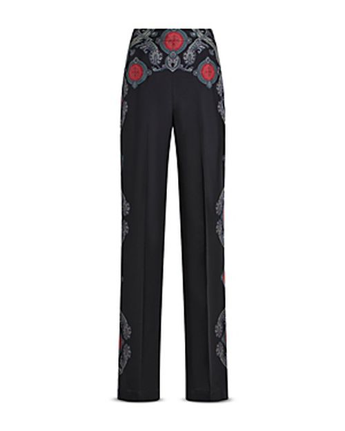 Pull On Medallion Print Silk Pants