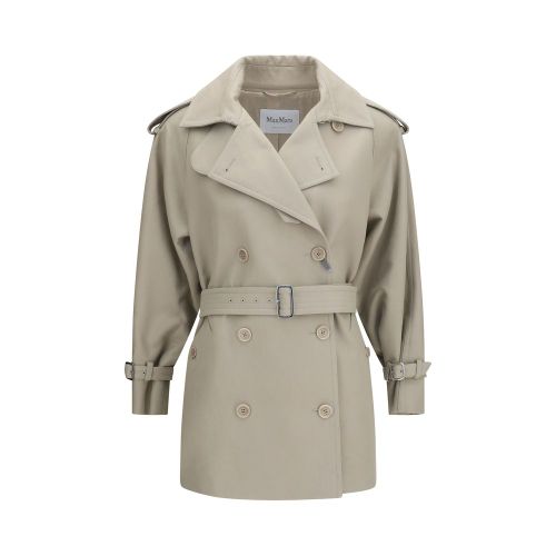 Double-Breasted Cotton Trench Coat — Beige