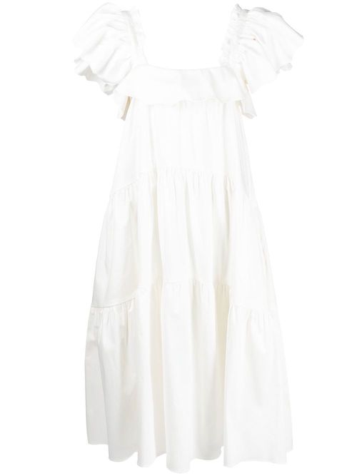 Cicely tiered midi dress - White