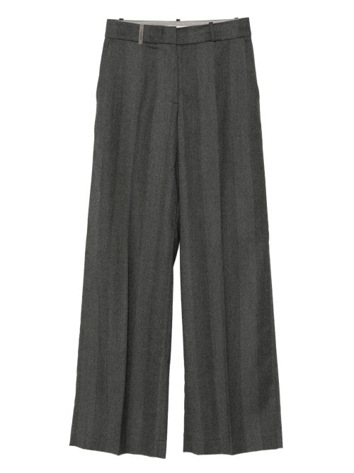 Herringbone Virgin Wool Trousers — Grey