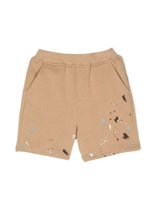 Louis paint-splatter shorts - Brown