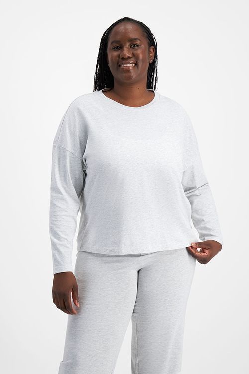 Sleep Relaxed Long Sleeve Aussie Cotton Tee in Cloudy Marle