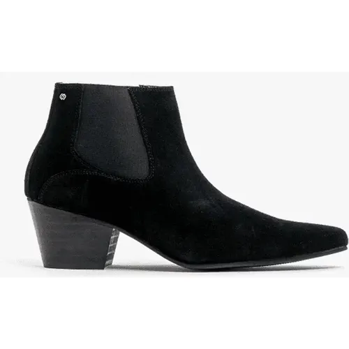 Men's Club Cubano McCARTNEY Mens Suede Winklepicker Cuban Heel Boots Black