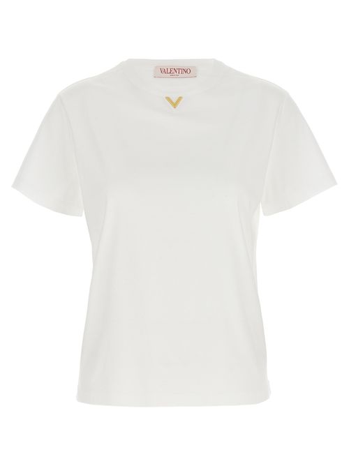 -V Gold T Shirt Bianco-Donna