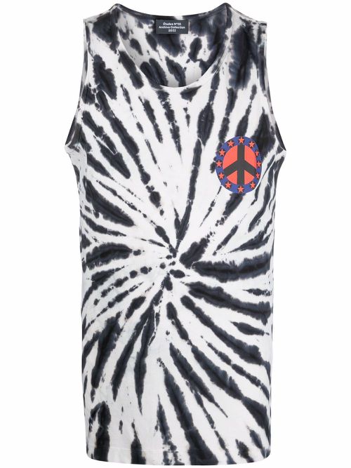 Tie-dye print tank top - Black