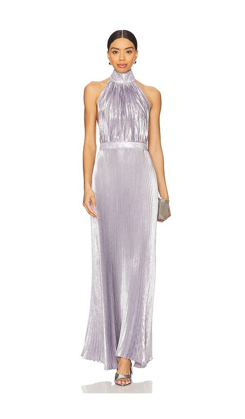 L'IDEE KLEID EDEN in Metallic Silver. Größe 8/S. Also in 10/M, 12/L, 14/XL