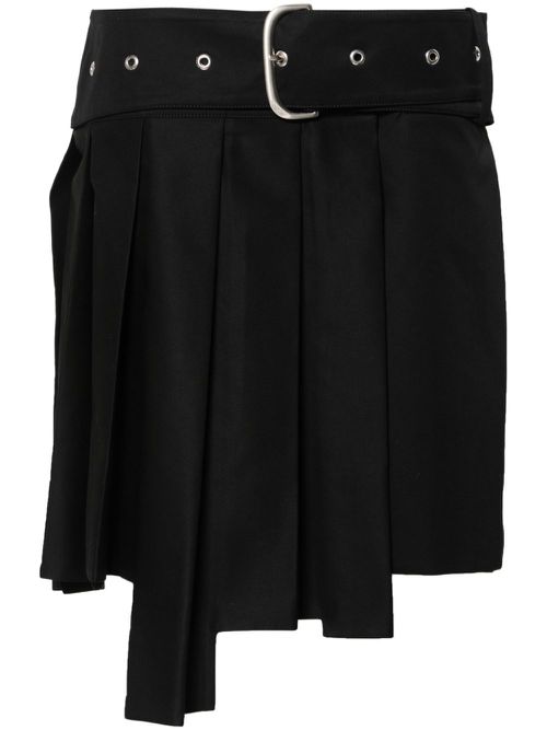 Wraparound pleated mini skirt - Black