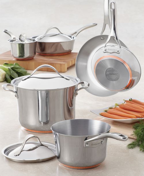 Nouvelle Copper Stainless Steel Cookware Set, 10 Piece - Stainless Steel