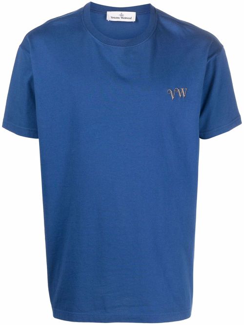 Embroidered-logo organic-cotton T-Shirt - Blue