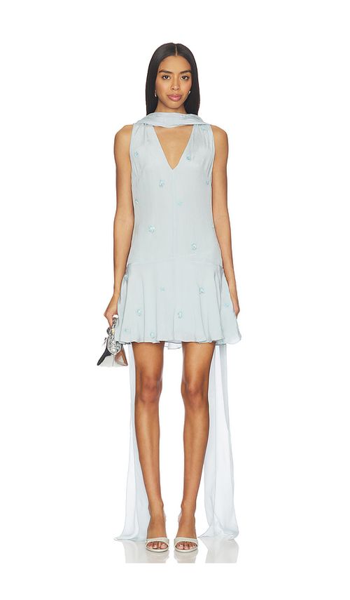 L'Academie by Marianna Brynn Embellished Mini Dress in Baby Blue. L. Also in M, S