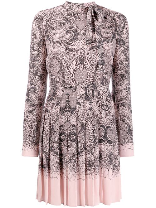 Valentino Garavani pussy bow pleated dress - Pink