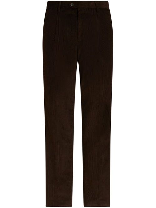 Floral-stripe corduroy trousers - Brown