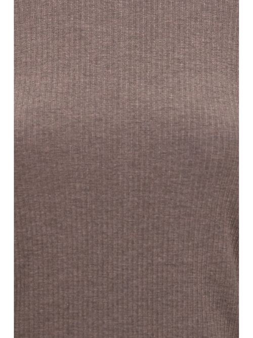 Ribbed Lyocell Sweater — Brown