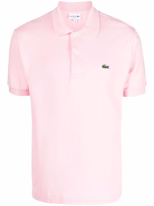 Logo-patch cotton polo shirt - Pink