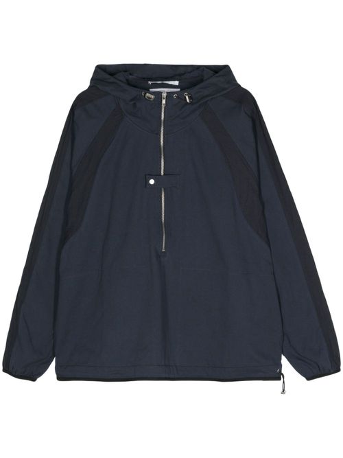 Twill-weave half-zip hoodie - Blue