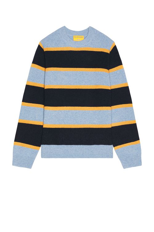 Guest In Residence Stripe Crew Neck Sweater in Heather Blue Combo - Blue. XL/1X also in
