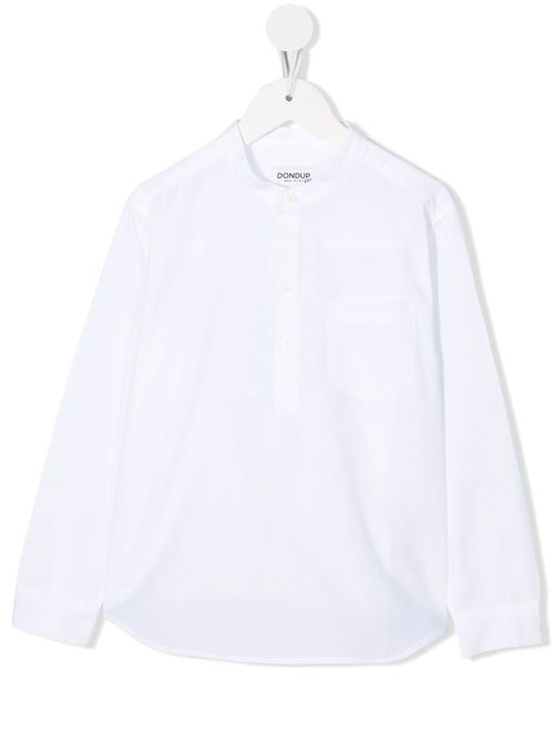 Collarless cotton shirt - White