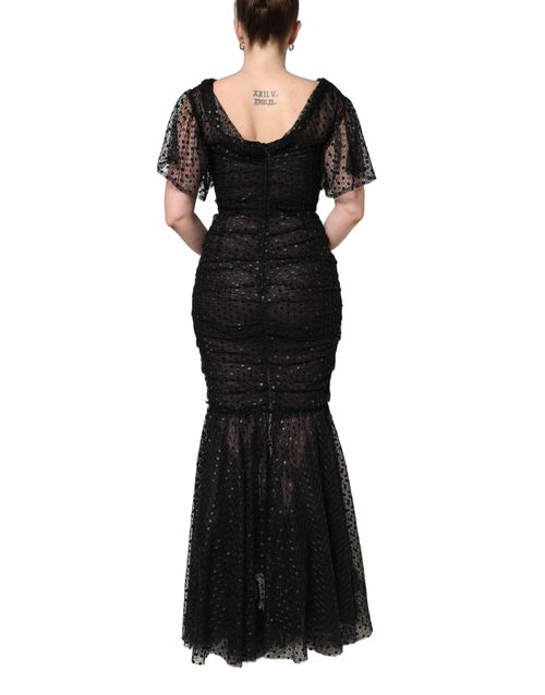 Sequinned Mermaid Evening Gown — Black