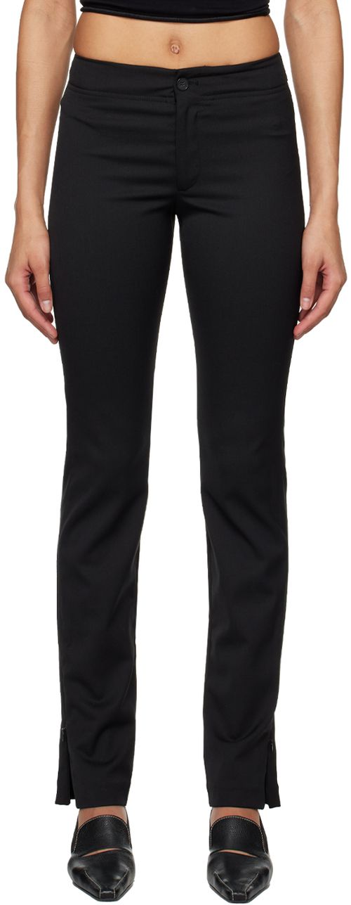 Black slim zip-up slacks