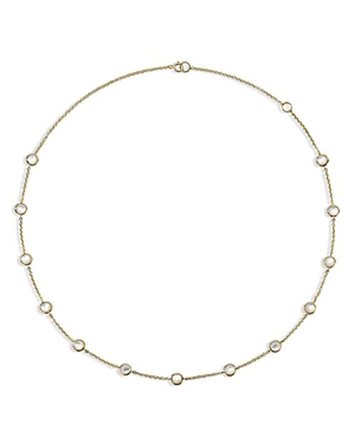 18K Yellow Gold Lollipop Mother of Pearl Station Collar Necklace, 16-18