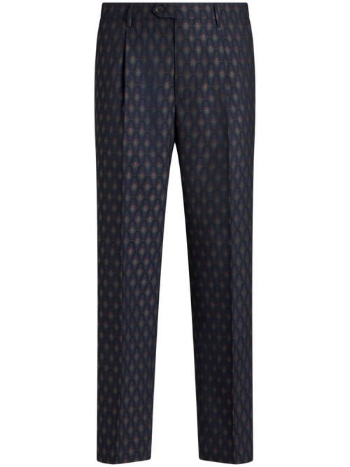 Mid-rise jacquard tailored trousers - Blue