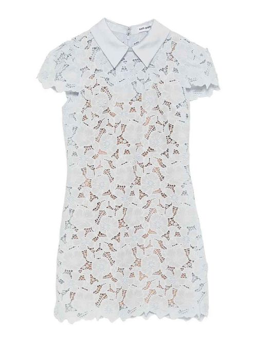 Blue Guipure Lace Mini Dress