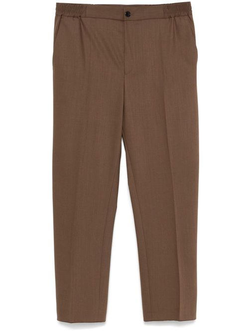 Elasticated-waistband trousers - Brown