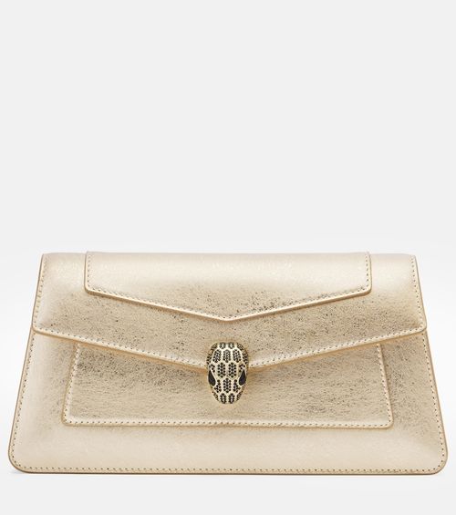 Serpenti Forever metallic leather clutch