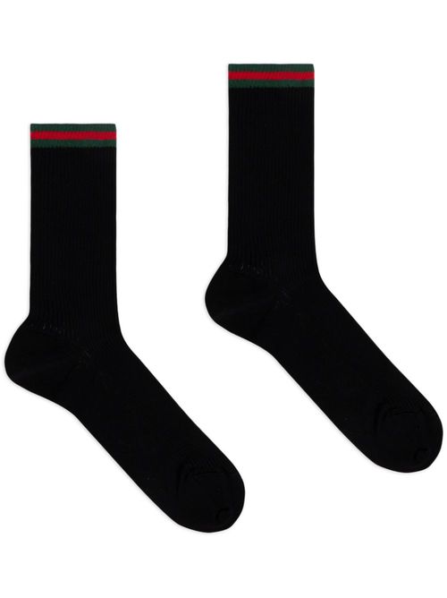 Web-striped cotton-blend socks - Black