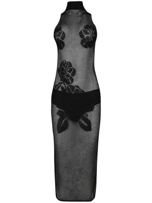 Rose knit midi dress - Black