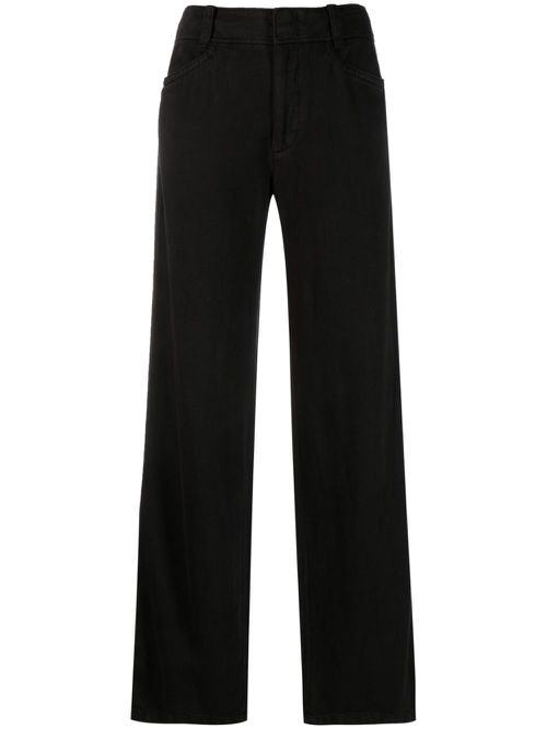 High-waist straight-leg trousers - Black