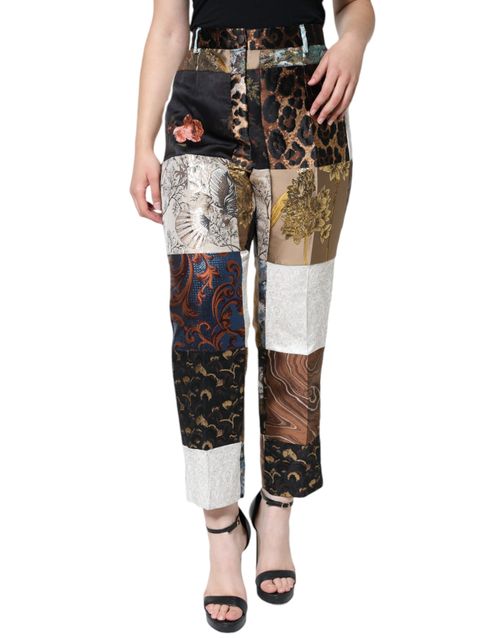 Patchwork Jacquard Trousers — Multicolor