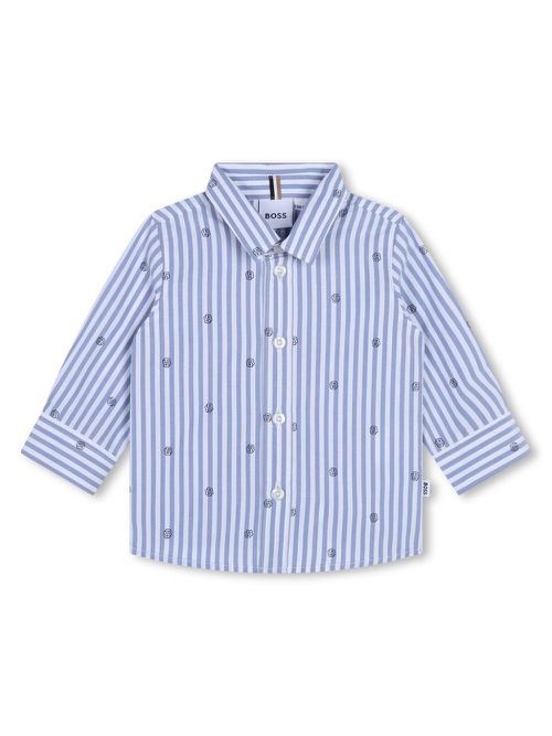 Logo-print striped shirt - White
