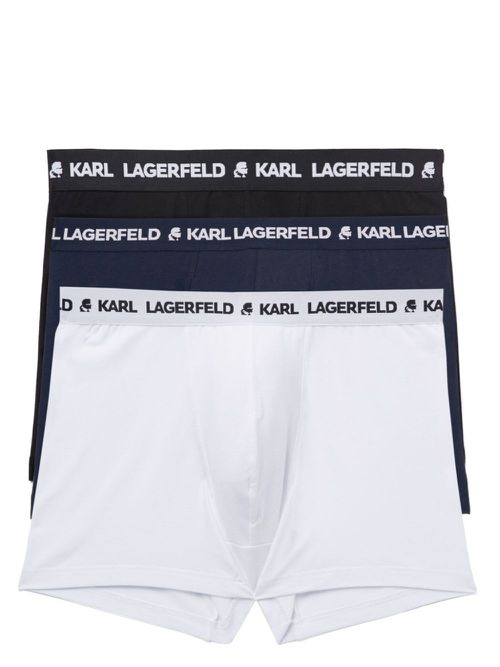 Logo-waistband organic cotton boxers (pack of three) - Blue
