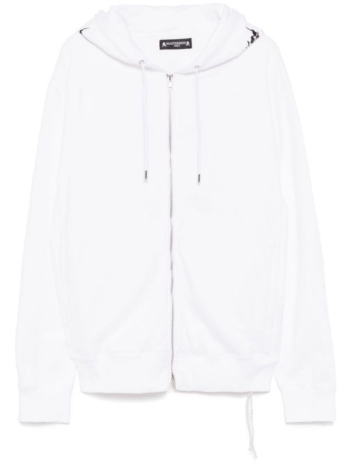 Logo-printed zip-up hoodie - White