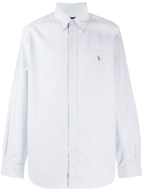 Embroidered logo cotton shirt - Blue