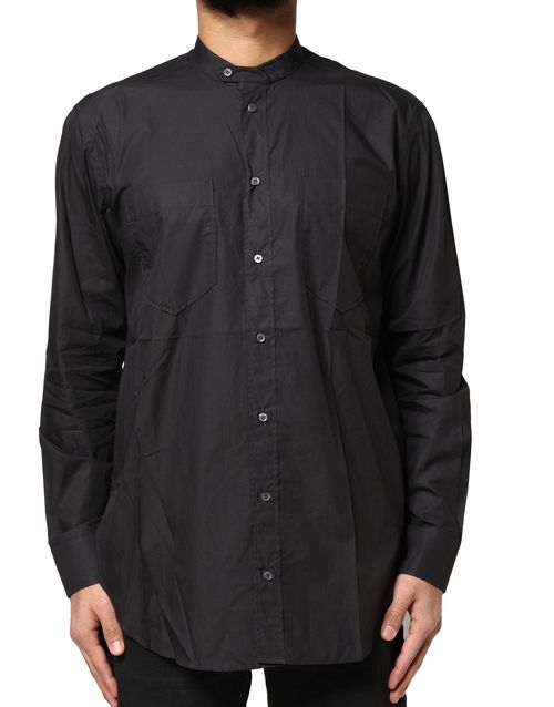 Cotton Button-Down Shirt — Black