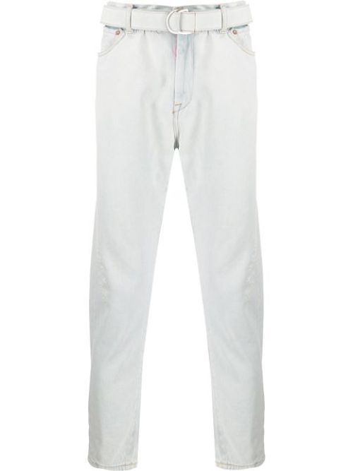 Belted straight jeans