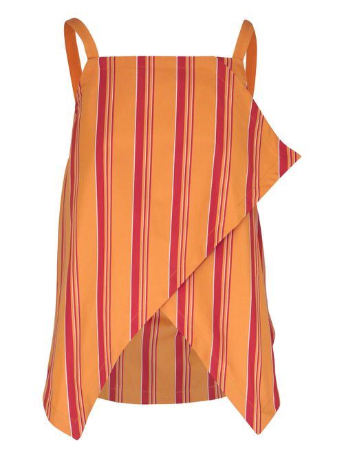 Odeeh asymmetric striped top - Orange