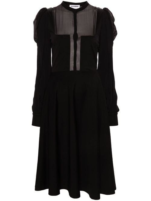 2020 panelled midi shirt dress - Black
