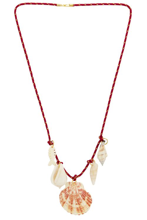 Timeless Pearly Shells Rope Necklace in Red - Red.  a