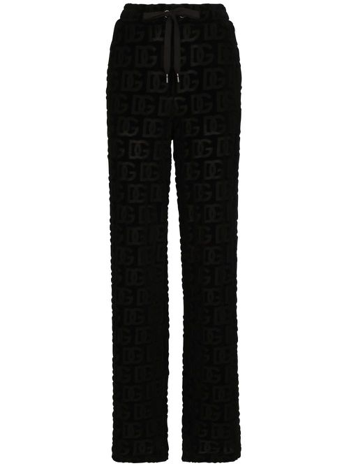 Logo-embossed wide-leg trousers - Black