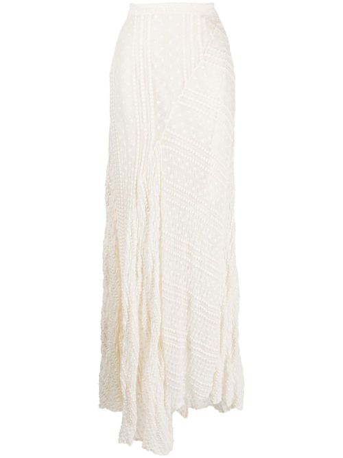 High-waisted asymmetric-hem skirt - Neutrals