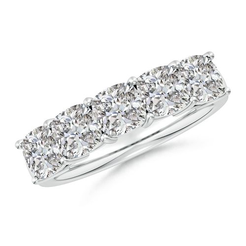 Angara 3.45 Carats Prong-Set Cushion Diamond Five Stone Wedding Ring in 14K White Gold