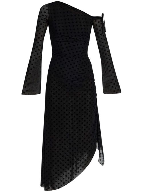 Logo-flocked midi dress - Black