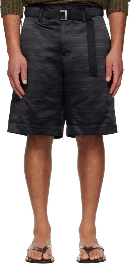 Navy Horizontal Stripe Shorts