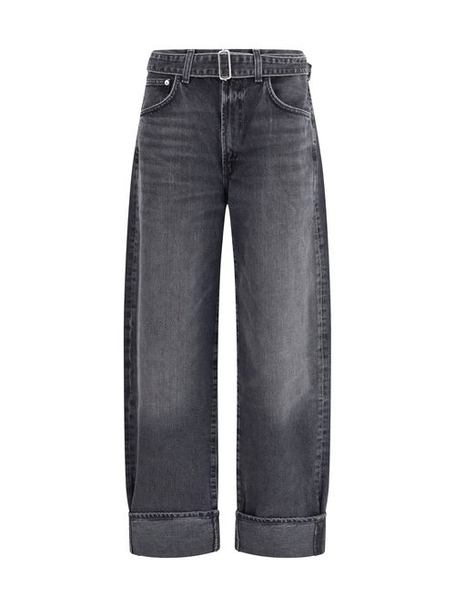 Cuffed Taper Jeans — Gray
