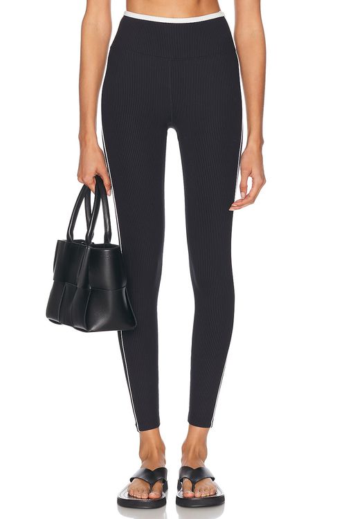 YEAR OF OURS Ribbed Track Legging in Black & White - Black & White.  XS also in